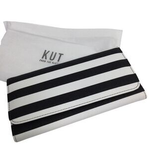 Kut from The Kloth Womens Slim Wallet Vegan Leather Striped Black White OS NWT